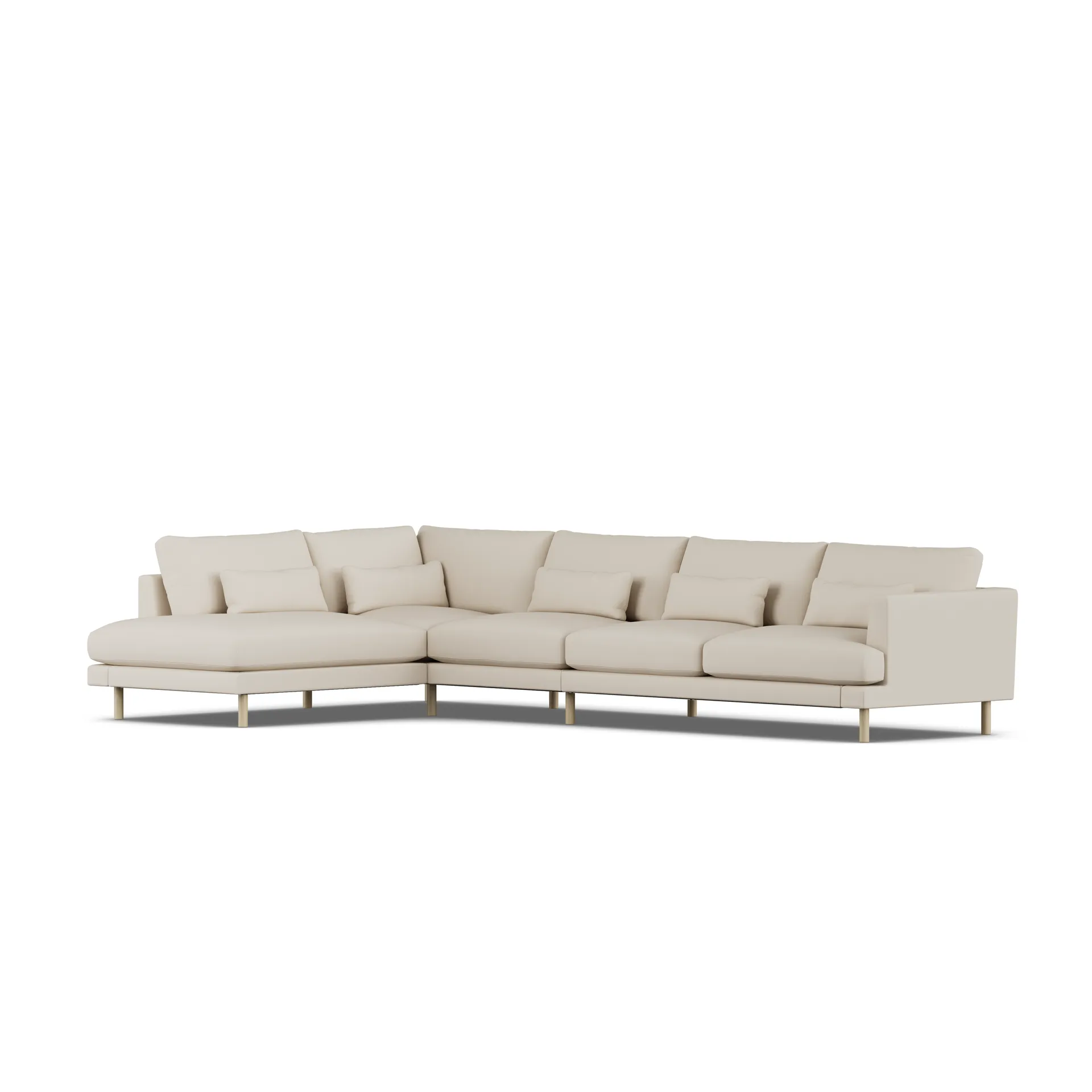 Bredhult sofa, Jump Beige 1956-hvitoljet eik, 4-seters B2 1898