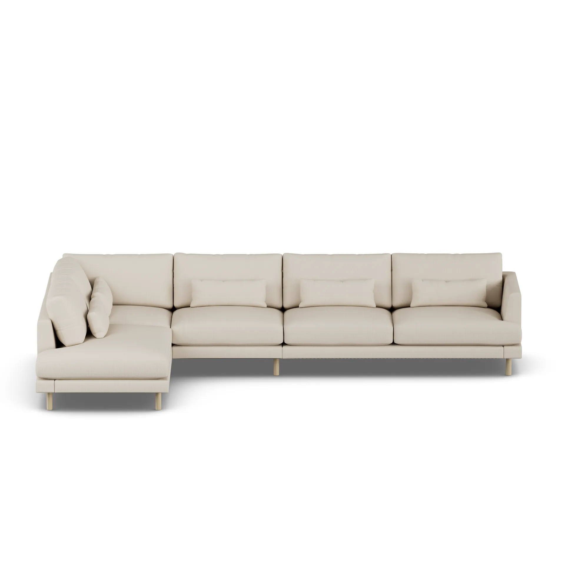 Bredhult sofa, Jump Beige 1956-hvitoljet eik, 4-seters B2 1898