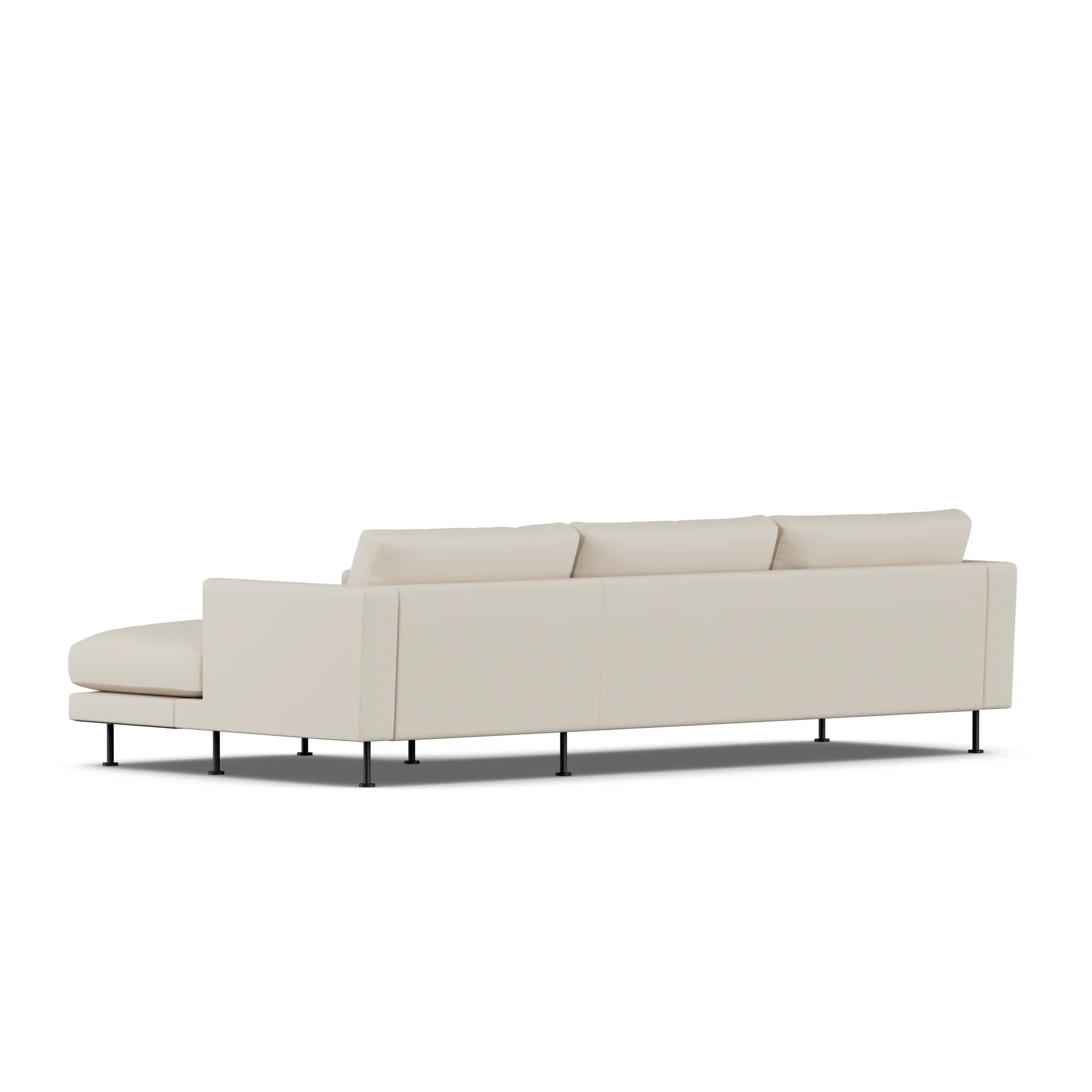 Bredhult sofa, Jump Beige 1956-svart stål, 2,5-seters C1 1898