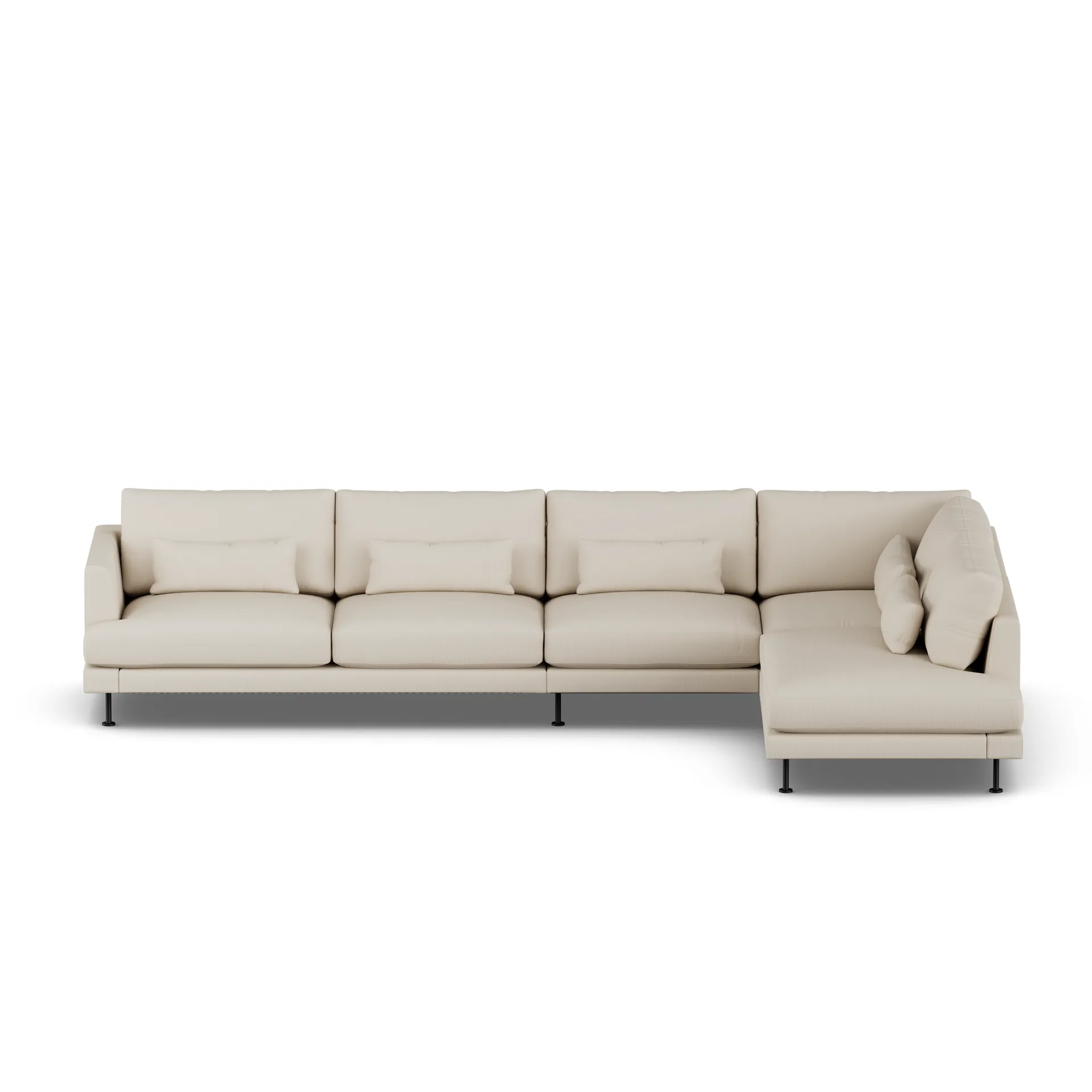 Bredhult sofa, Jump Beige 1956-svart stål, 4-seters B1 1898