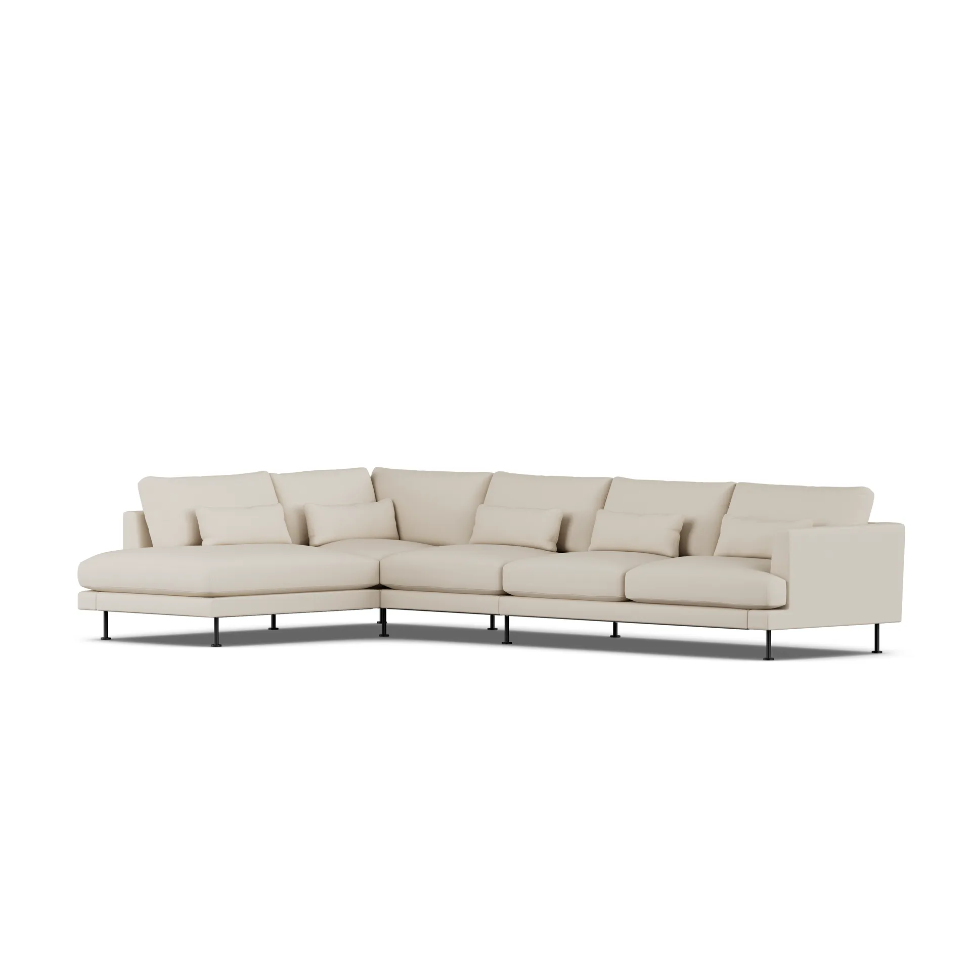 Bredhult sofa, Jump Beige 1956-svart stål, 4-seters B2 1898