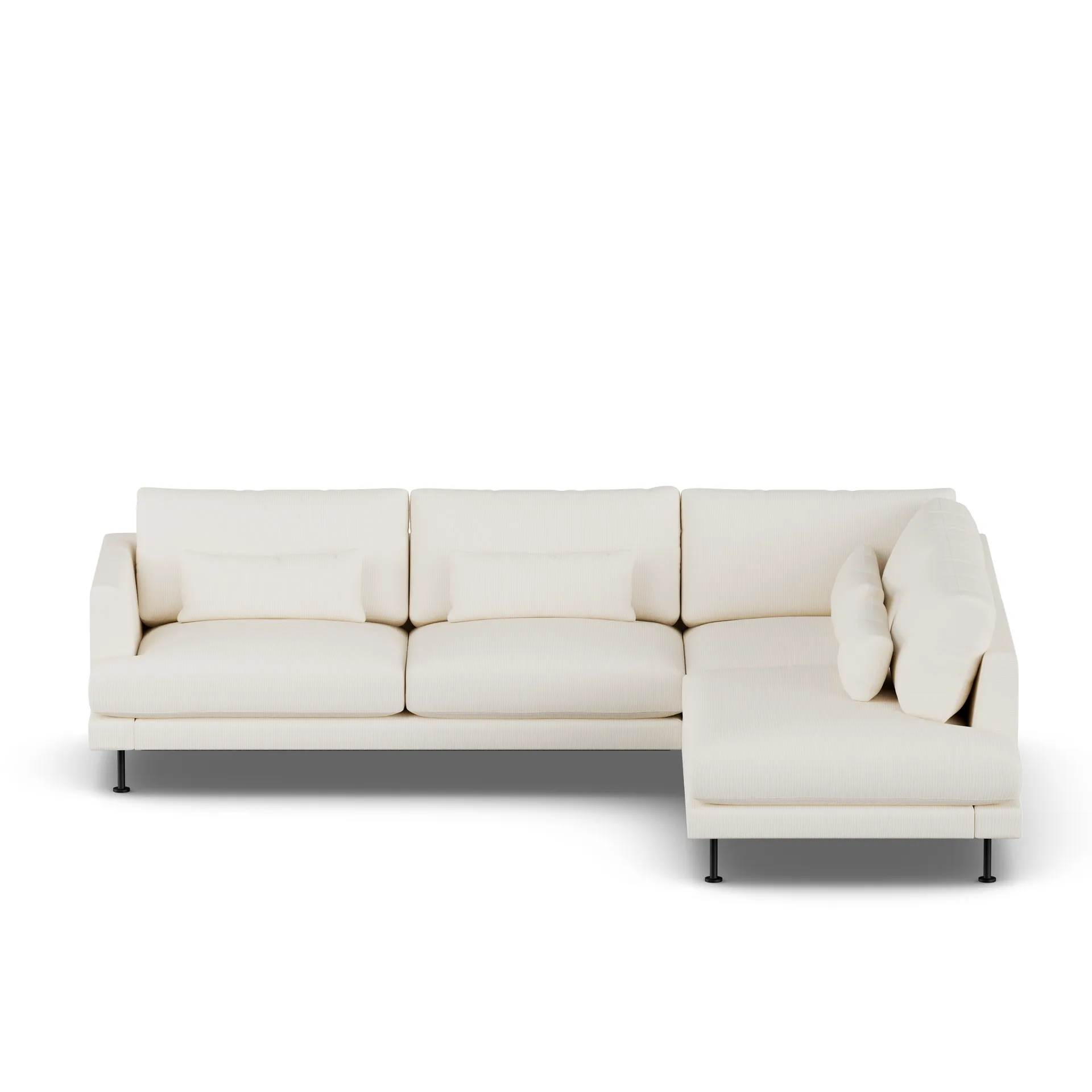 Bredhult sofa, Jump Off White 1954-svart stål, 3-seters A1 1898