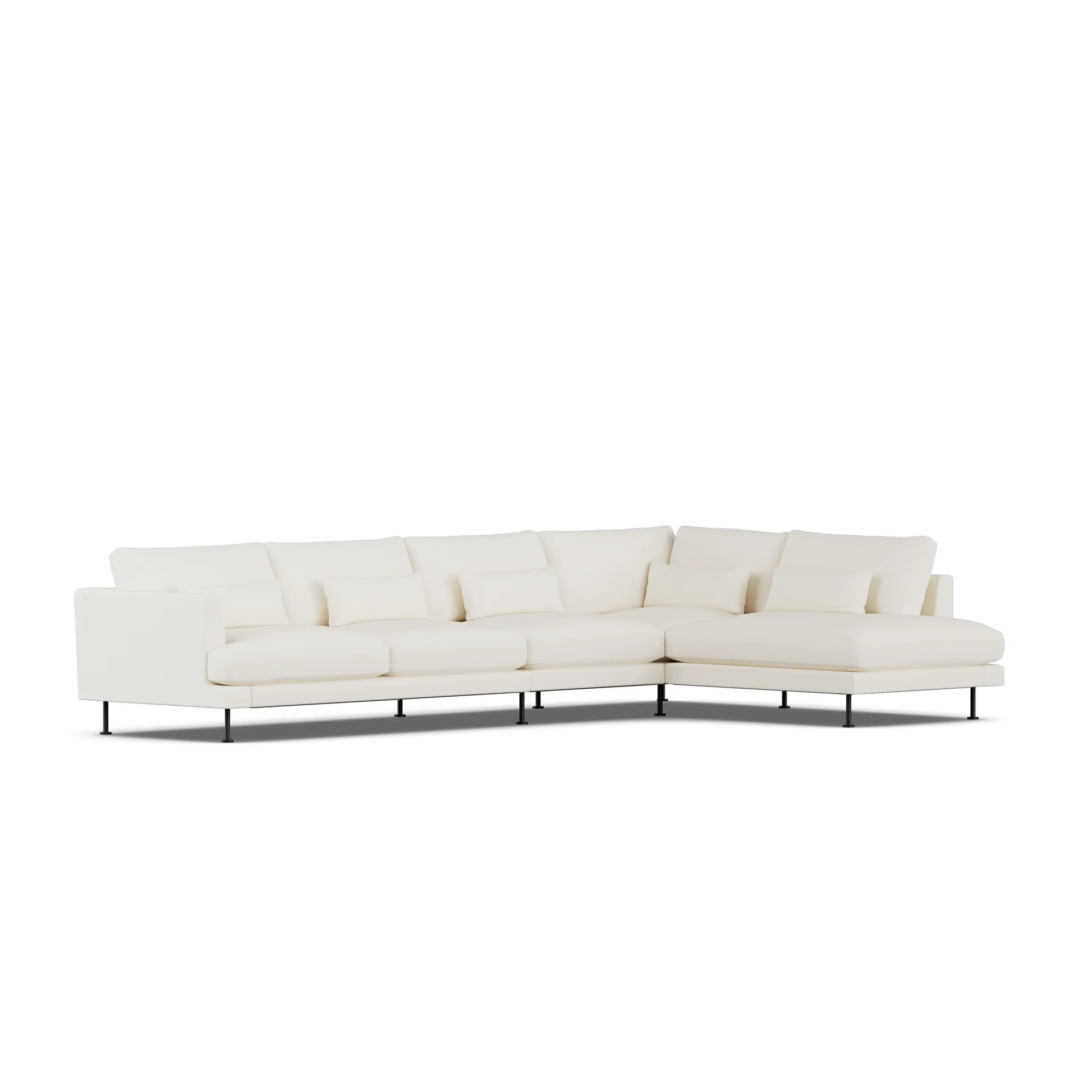 Bredhult sofa, Jump Off White 1954-svart stål, 4-seters B1 1898