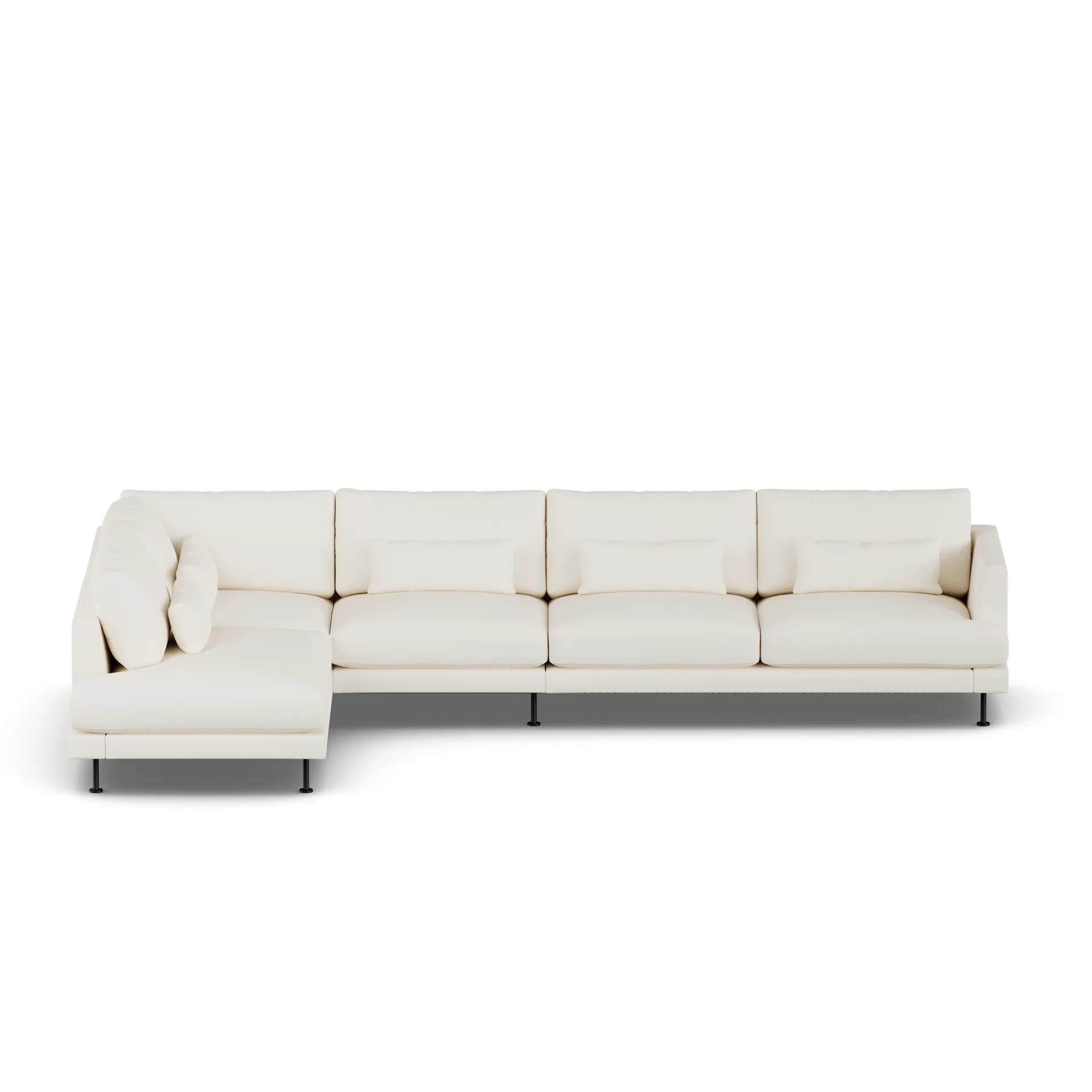 Bredhult sofa, Jump Off White 1954-svart stål, 4-seters B2 1898