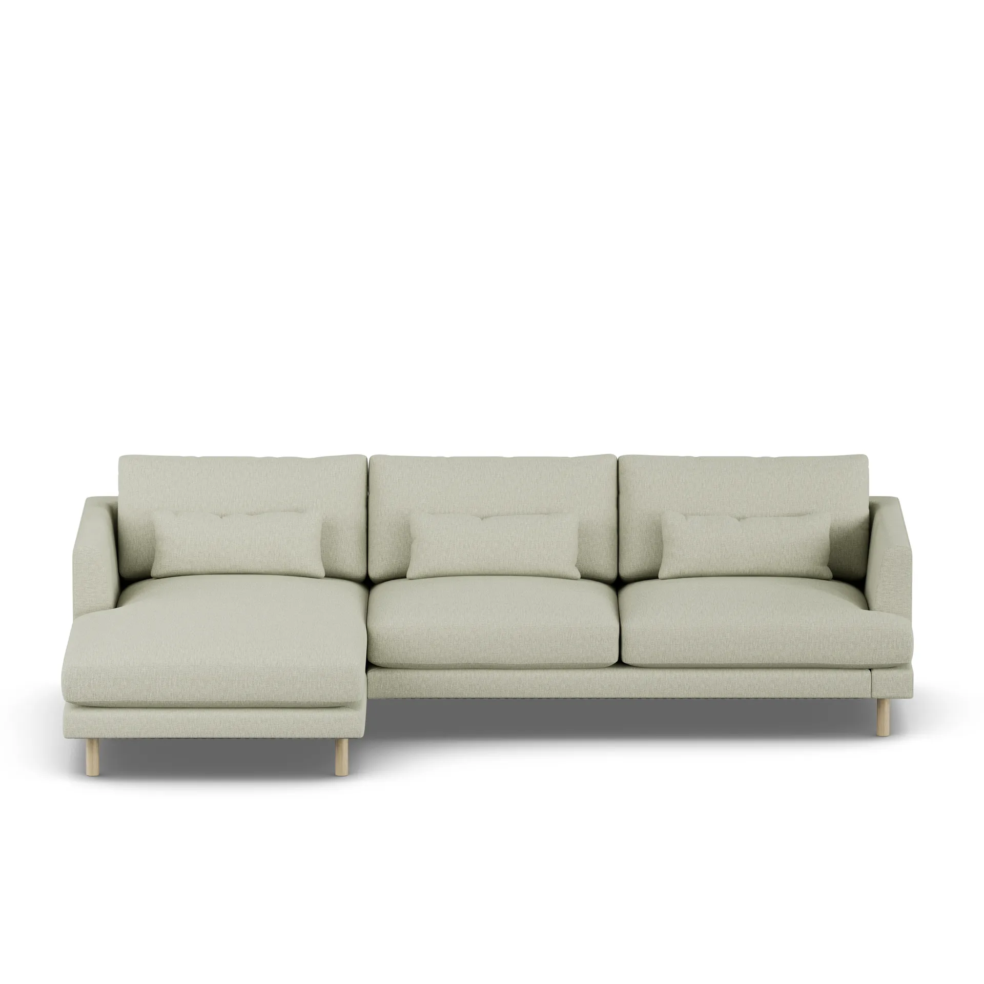 Bredhult sofa, Luiza Beige 3981-hvitoljet eik, 2,5-seters C2 1898