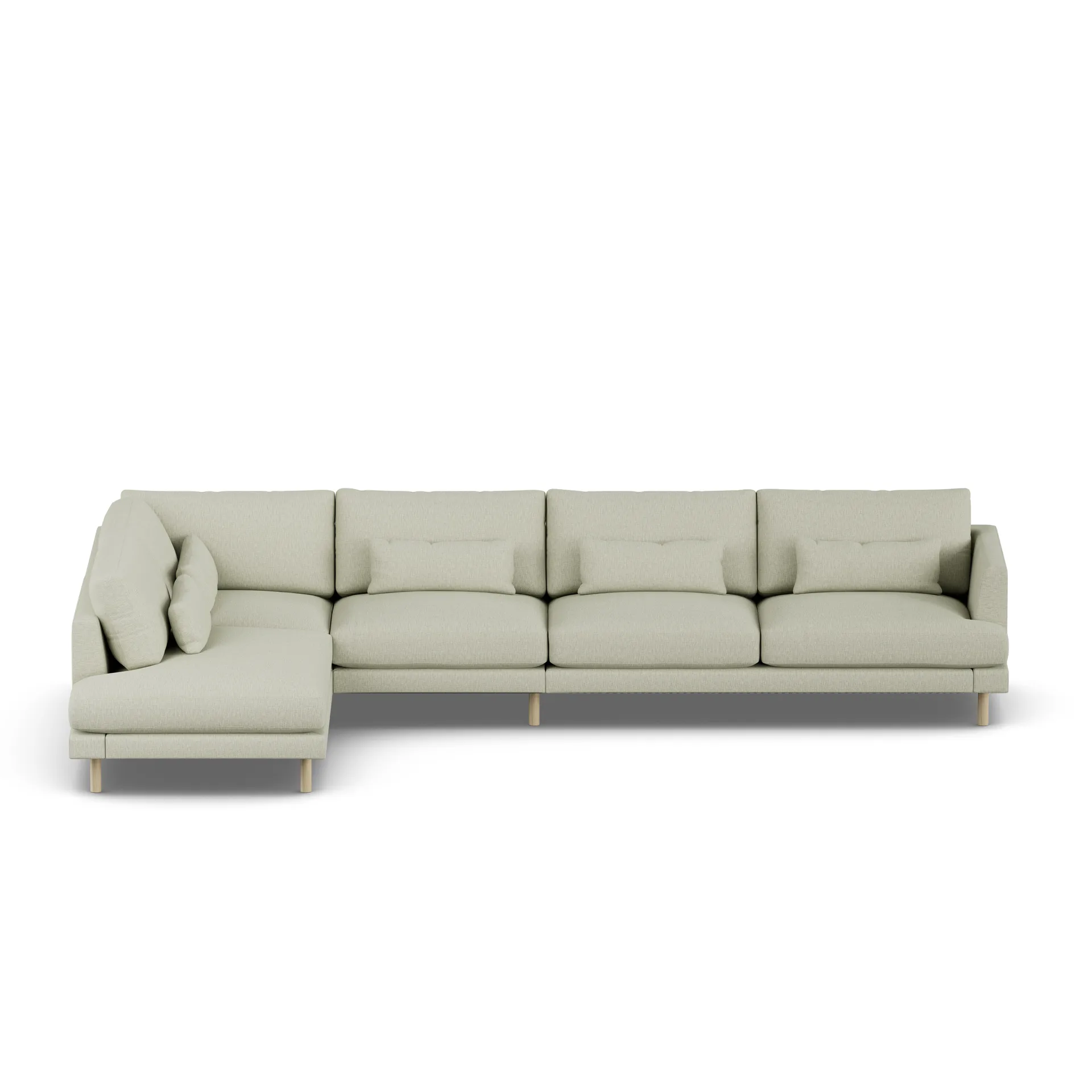 Bredhult sofa, Luiza Beige 3981-hvitoljet eik, 4-seters B2 1898