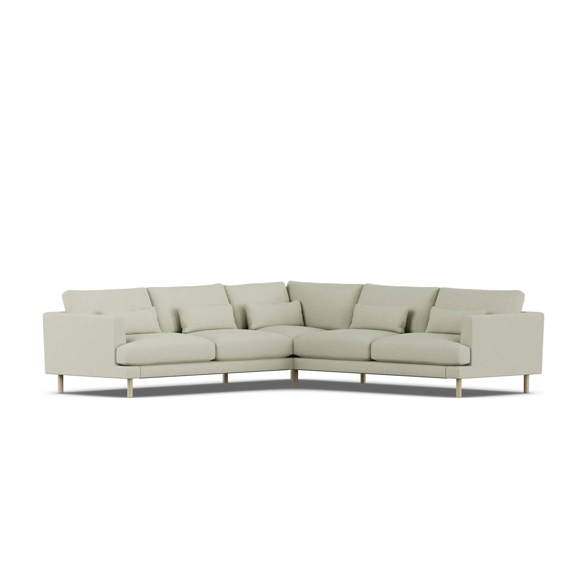 Bredhult sofa, Luiza Beige 3981-hvitoljet eik, hjørnesofa F 1898