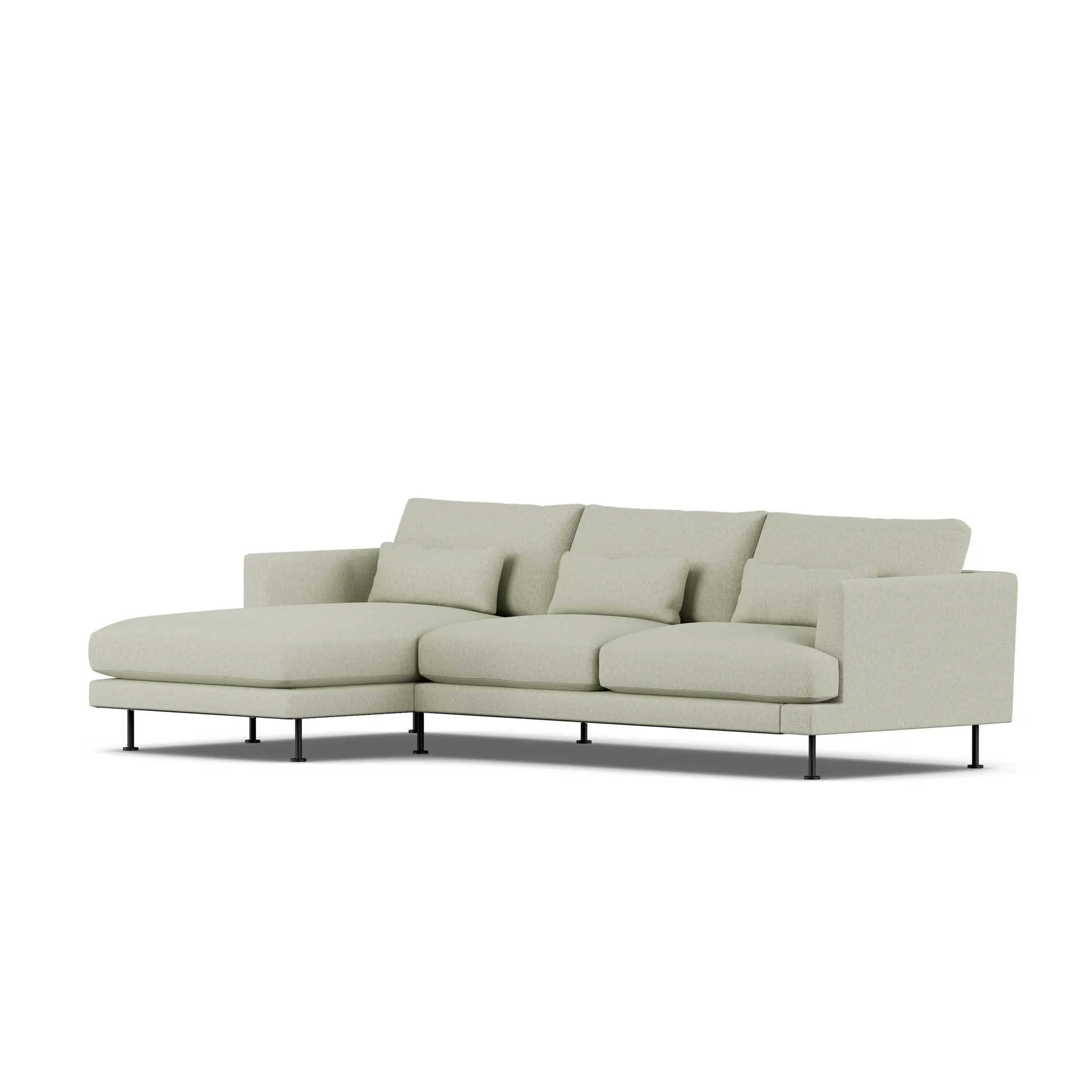 Bredhult sofa, Luiza Beige 3981-svart stål, 2,5-seters C2 1898