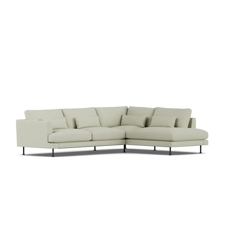 Bredhult sofa - Luiza Beige 3981-svart stål, 3-seters A1 - 1898