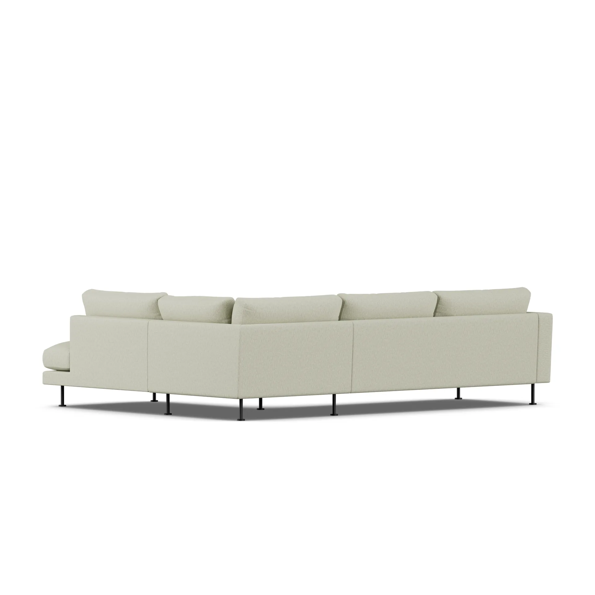 Bredhult sofa, Luiza Beige 3981-svart stål, 3-seters A1 1898