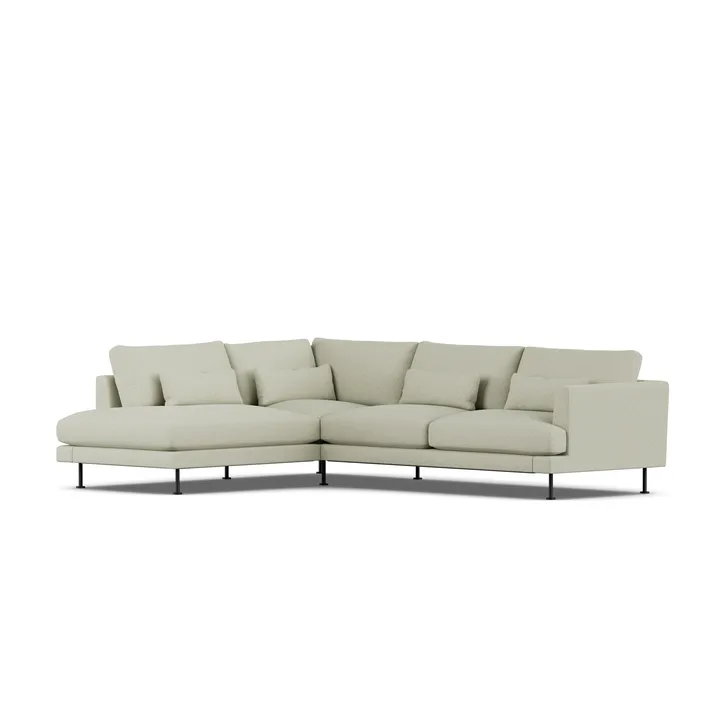 Bredhult sofa - Luiza Beige 3981-svart stål, 3-seters A2 - 1898