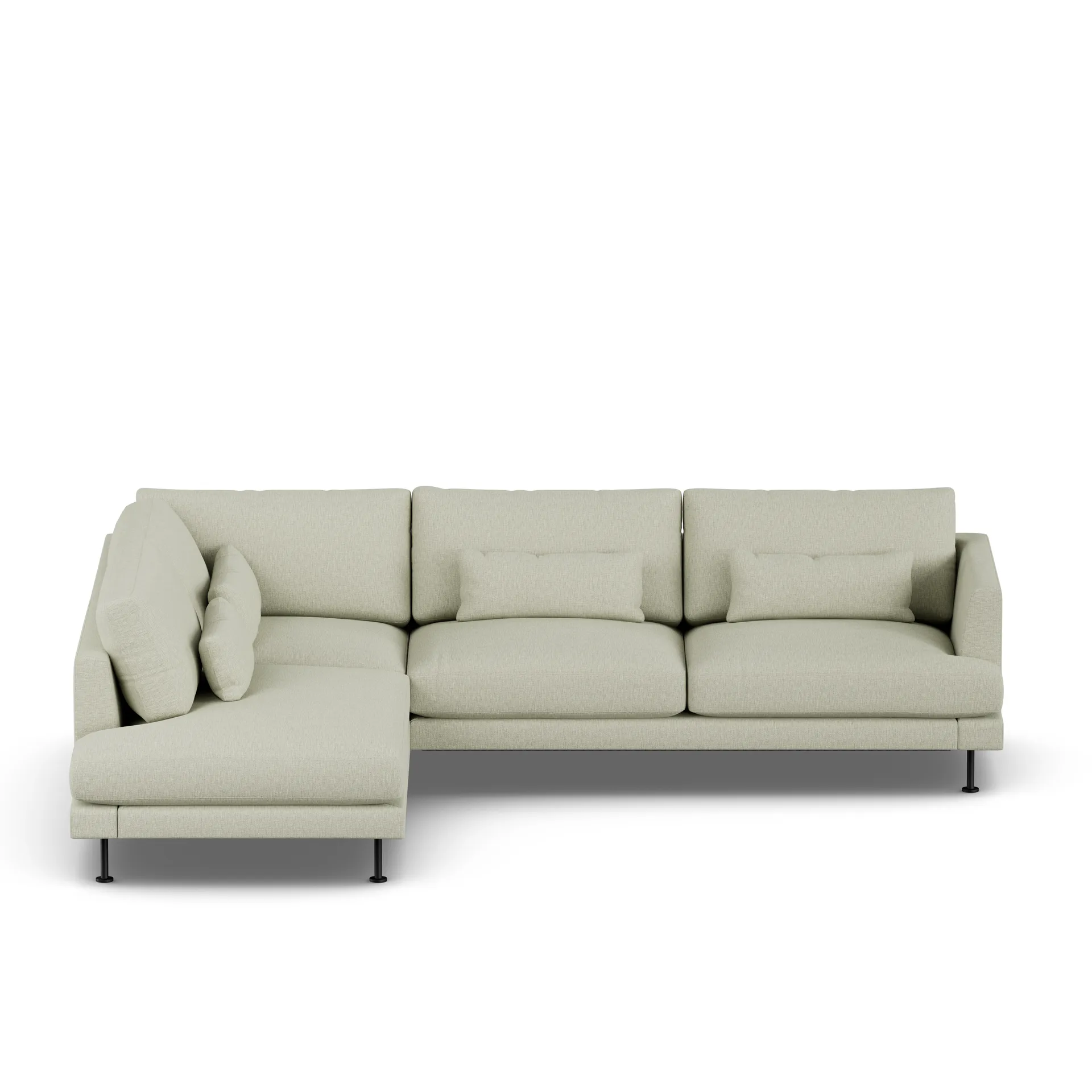 Bredhult sofa, Luiza Beige 3981-svart stål, 3-seters A2 1898