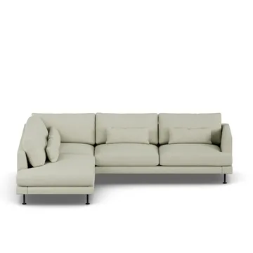 Bredhult sofa - Luiza Beige 3981-svart stål, 3-seters A2 - 1898
