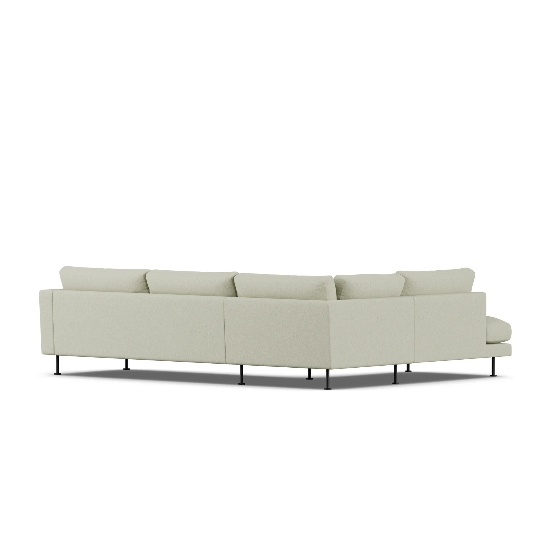 Bredhult sofa, Luiza Beige 3981-svart stål, 3-seters A2 1898