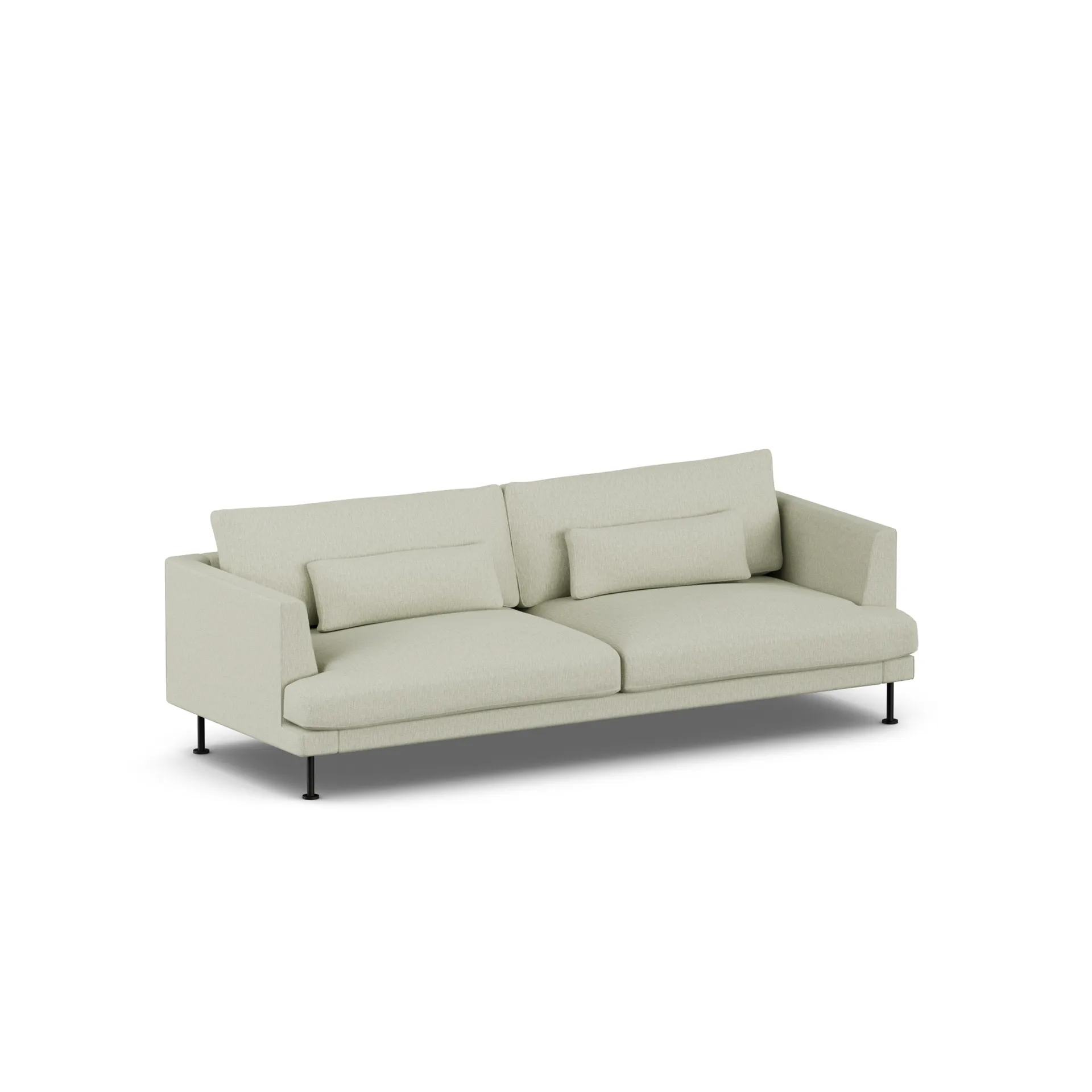 Bredhult sofa, Luiza Beige 3981-svart stål, 3-seters 1898