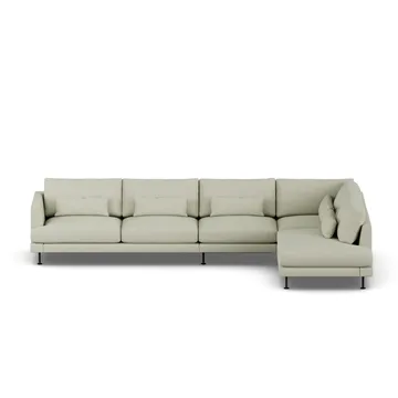 Bredhult sofa - Luiza Beige 3981-svart stål, 4-seters B1 - 1898