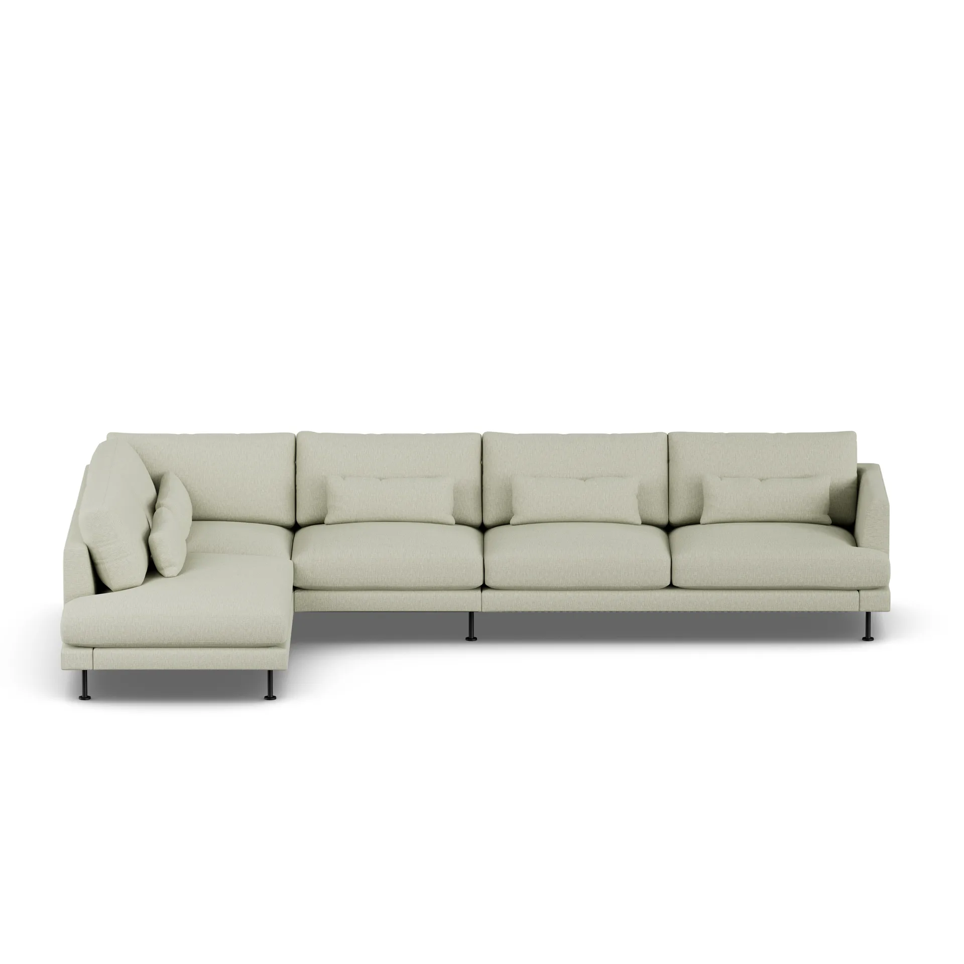Bredhult sofa, Luiza Beige 3981-svart stål, 4-seters B2 1898