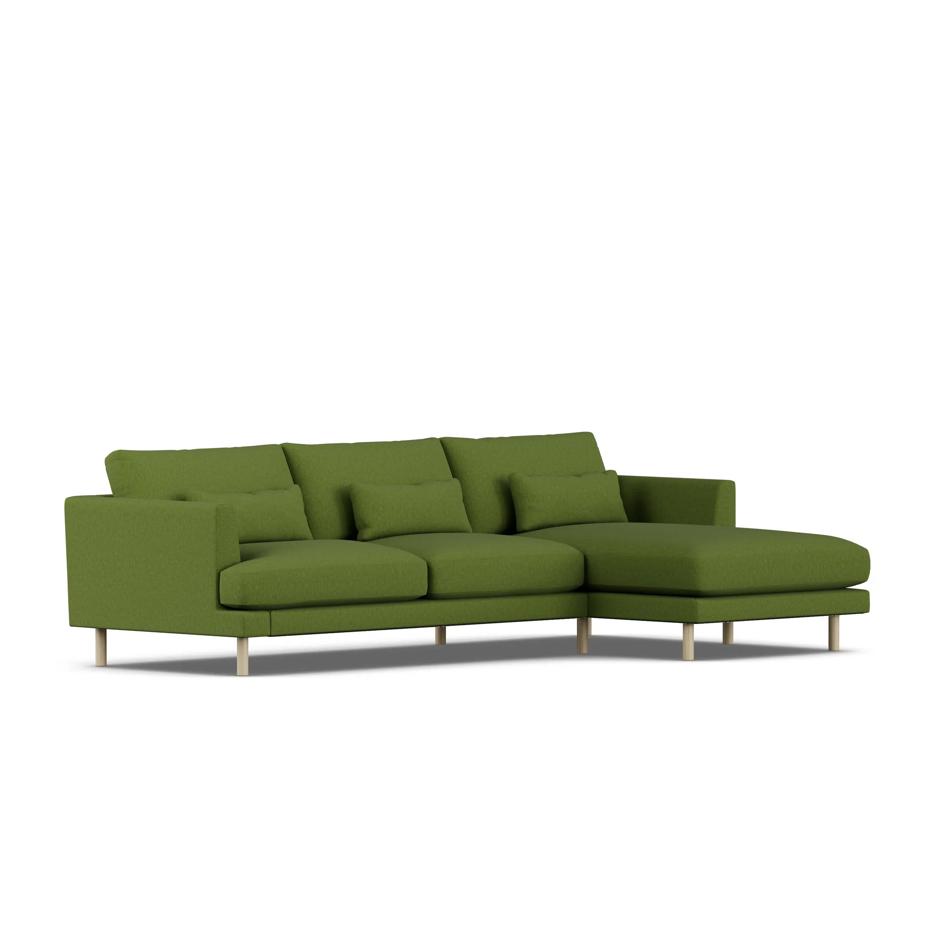 Bredhult sofa, Luiza Green 3975-hvitoljet eik, 2,5-seters C1 1898