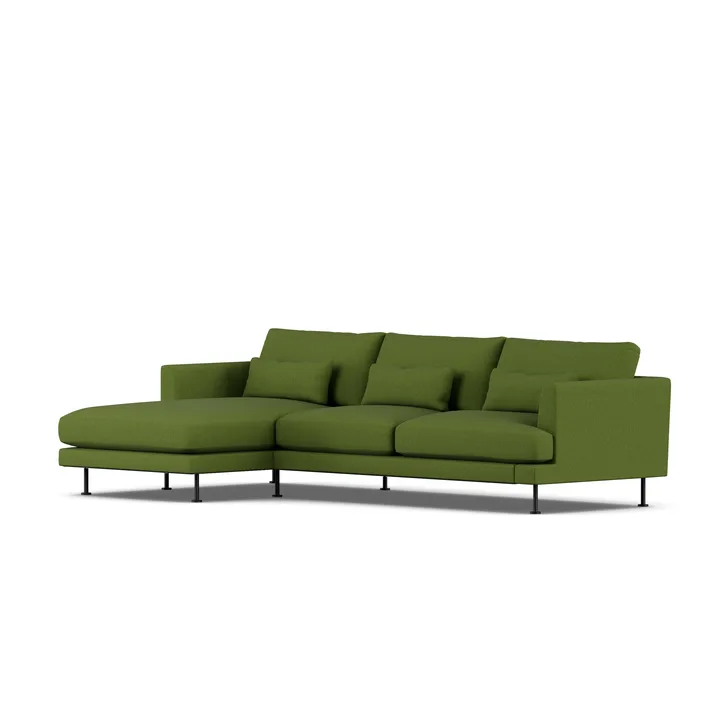 Bredhult sofa - Luiza Green 3975-svart stål, 2,5-seters C2 - 1898