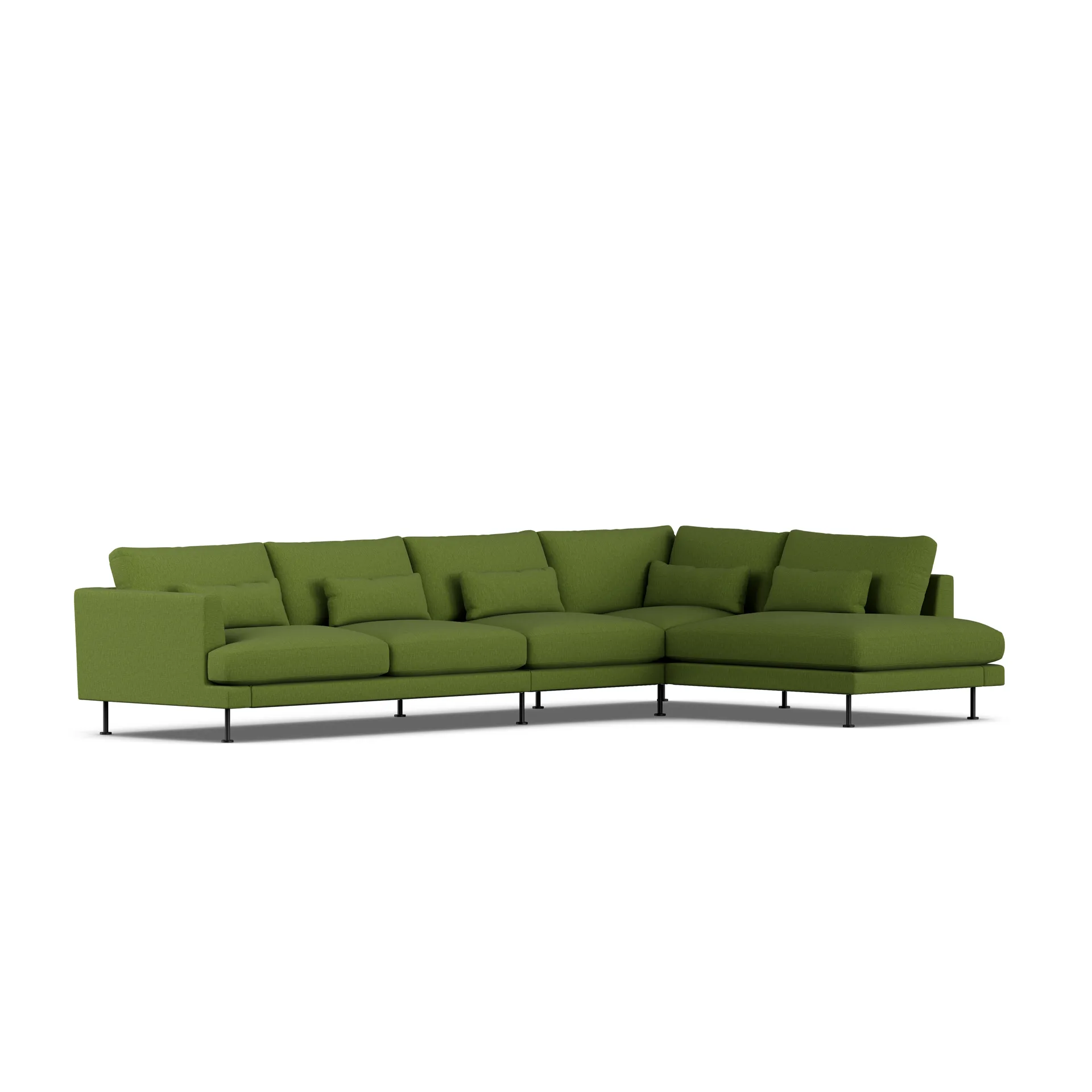 Bredhult sofa, Luiza Green 3975-svart stål, 4-seters B1 1898