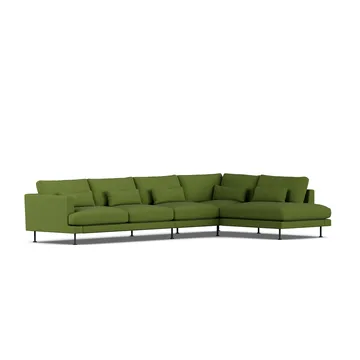 Bredhult sofa - Luiza Green 3975-svart stål, 4-seters B1 - 1898