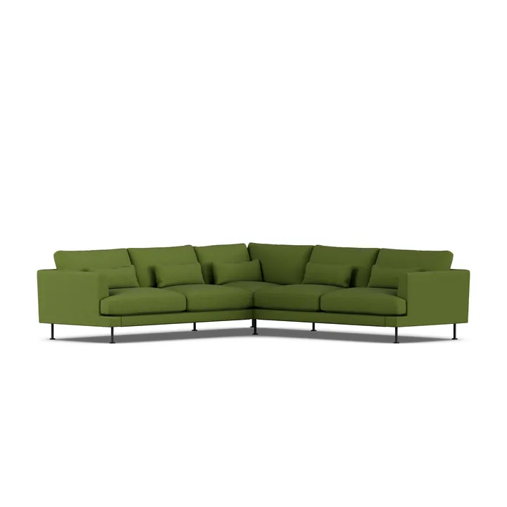 Bredhult sofa - Luiza Green 3975-svart stål, hjørnesofa F - 1898