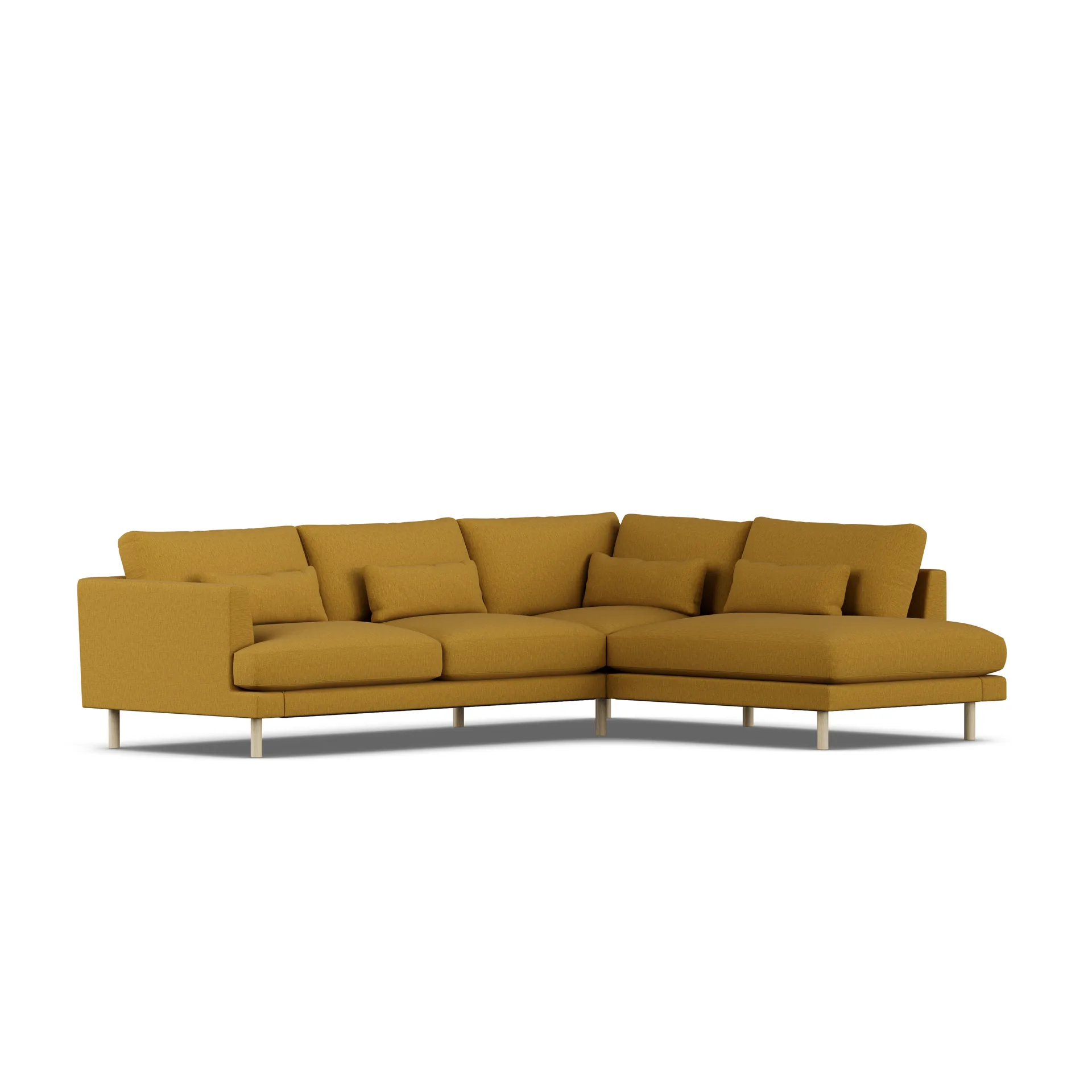 Bredhult sofa, Luiza Mustard 3972-hvitoljet eik, 3-seters A1 1898