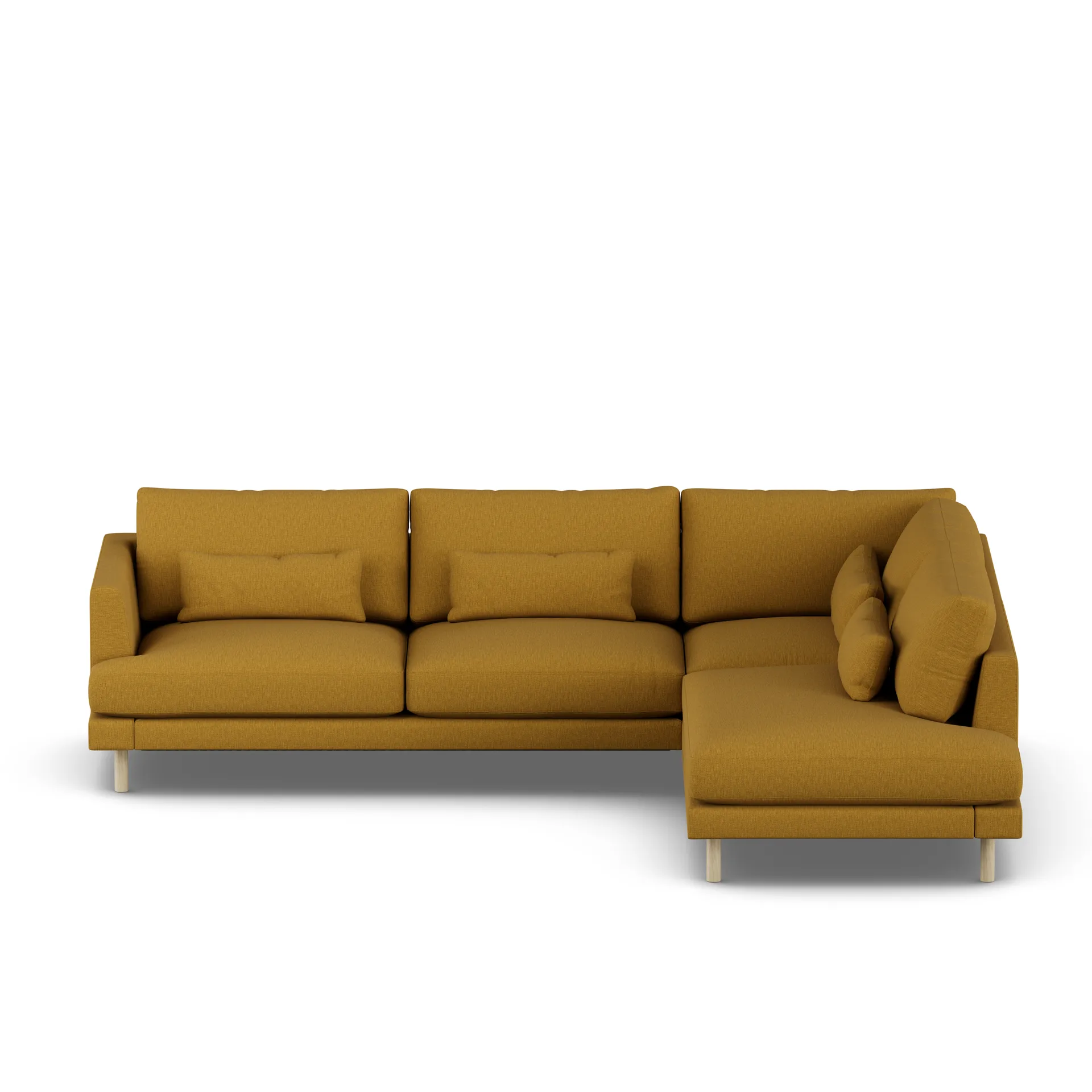 Bredhult sofa, Luiza Mustard 3972-hvitoljet eik, 3-seters A1 1898