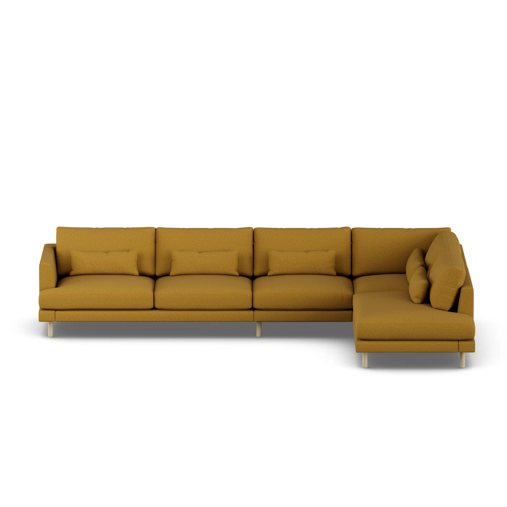 Bredhult sofa, Luiza Mustard 3972-hvitoljet eik, 4-seters B1 1898