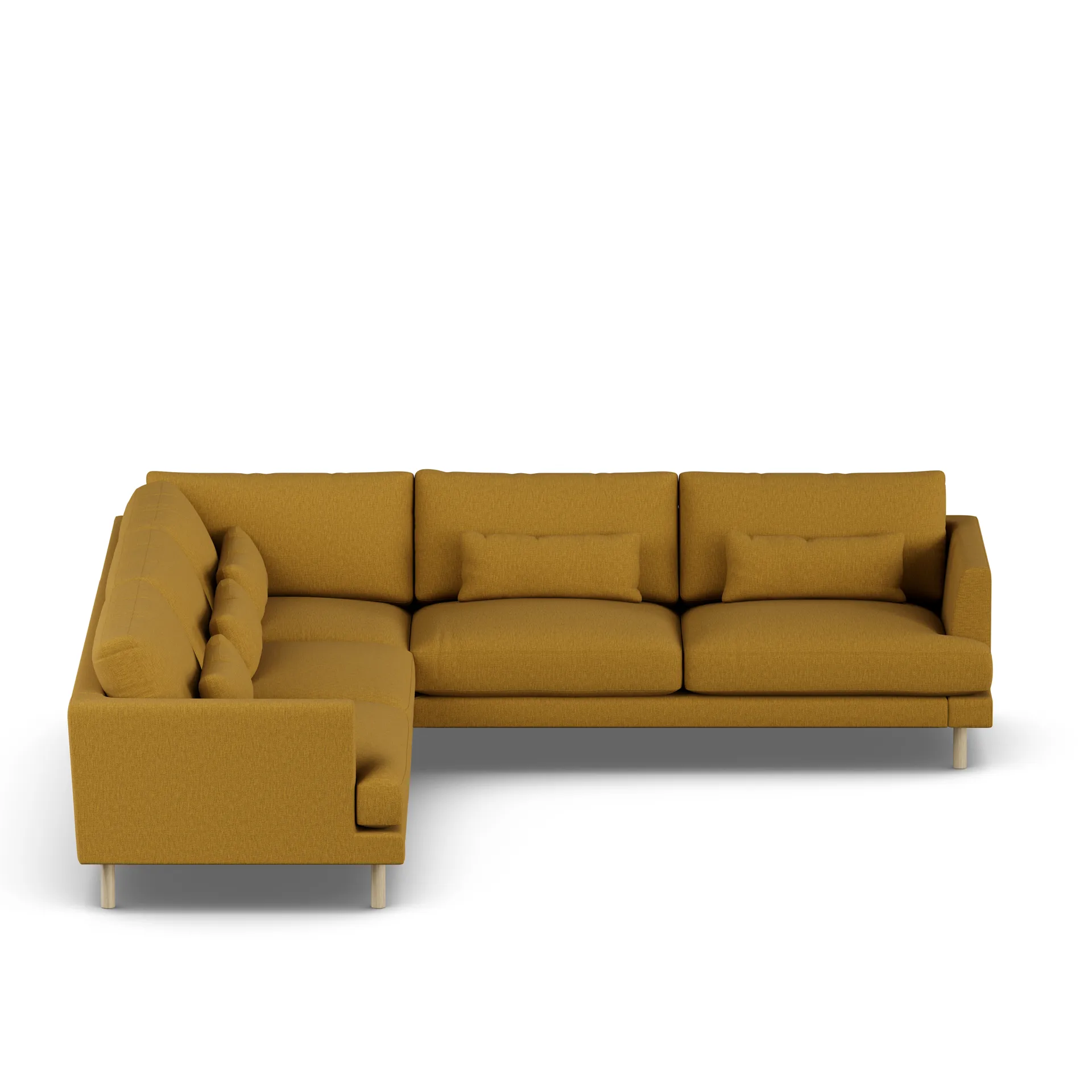 Bredhult sofa, Luiza Mustard 3972-hvitoljet eik, hjørnesofa F 1898