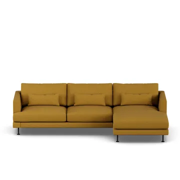 Bredhult sofa - Luiza Mustard 3972-svart stål, 2,5-seters C1 - 1898