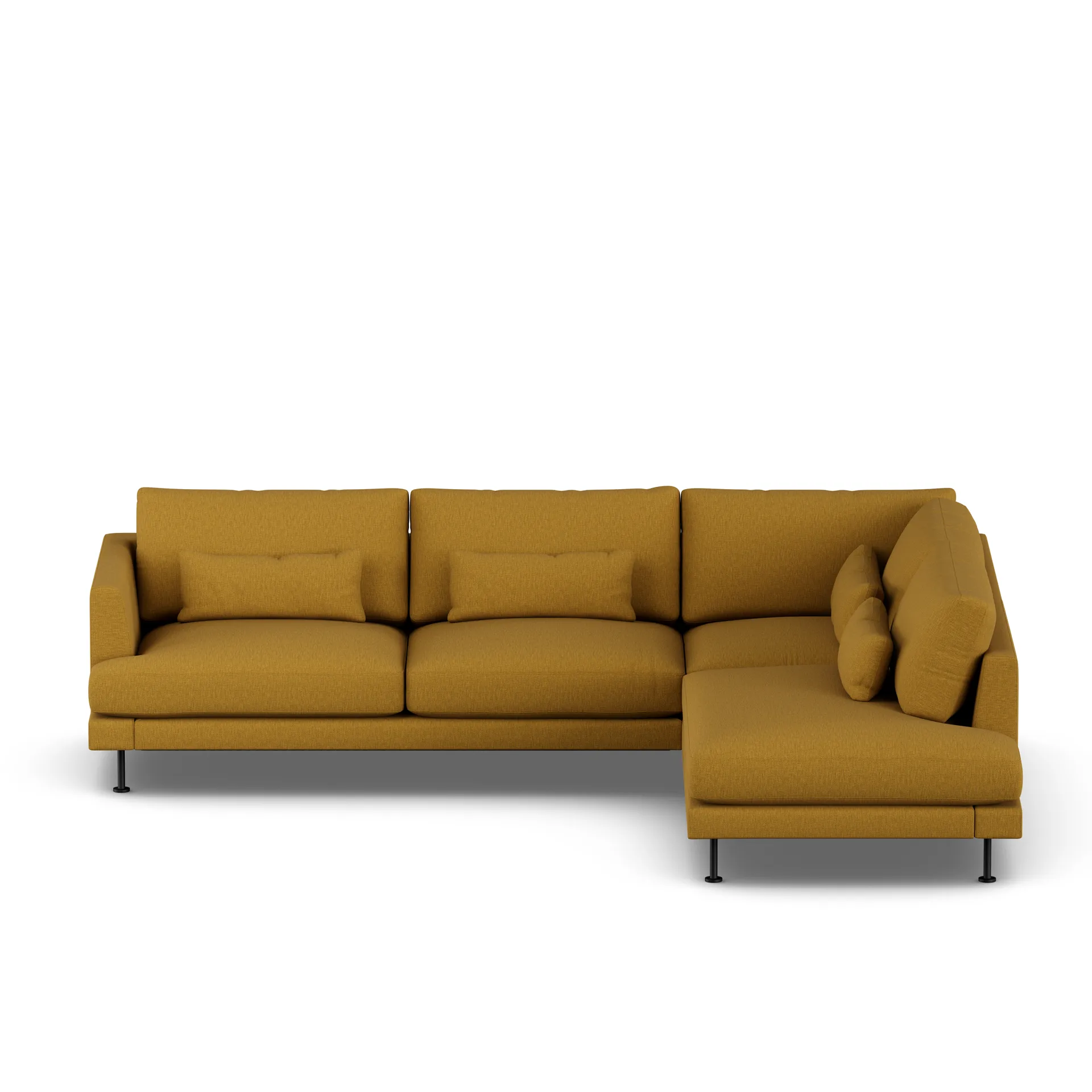 Bredhult sofa, Luiza Mustard 3972-svart stål, 3-seters A1 1898