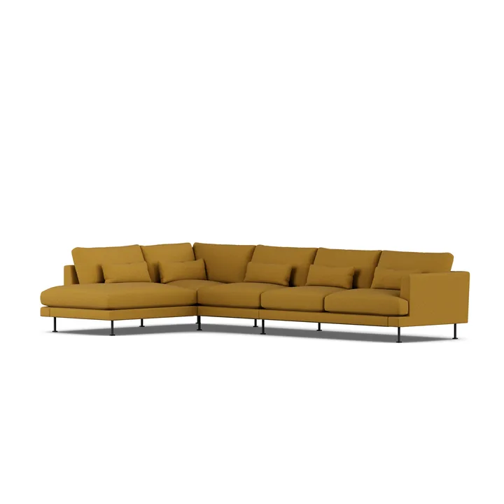 Bredhult sofa - Luiza Mustard 3972-svart stål, 4-seters B2 - 1898