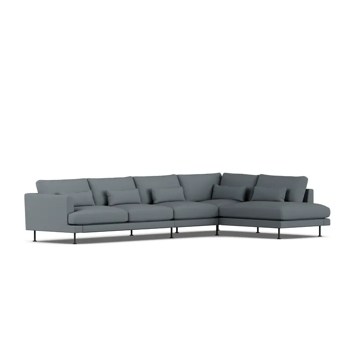 Bredhult sofa - Same Blue 6678-svart stål, 4-seters B1 - 1898