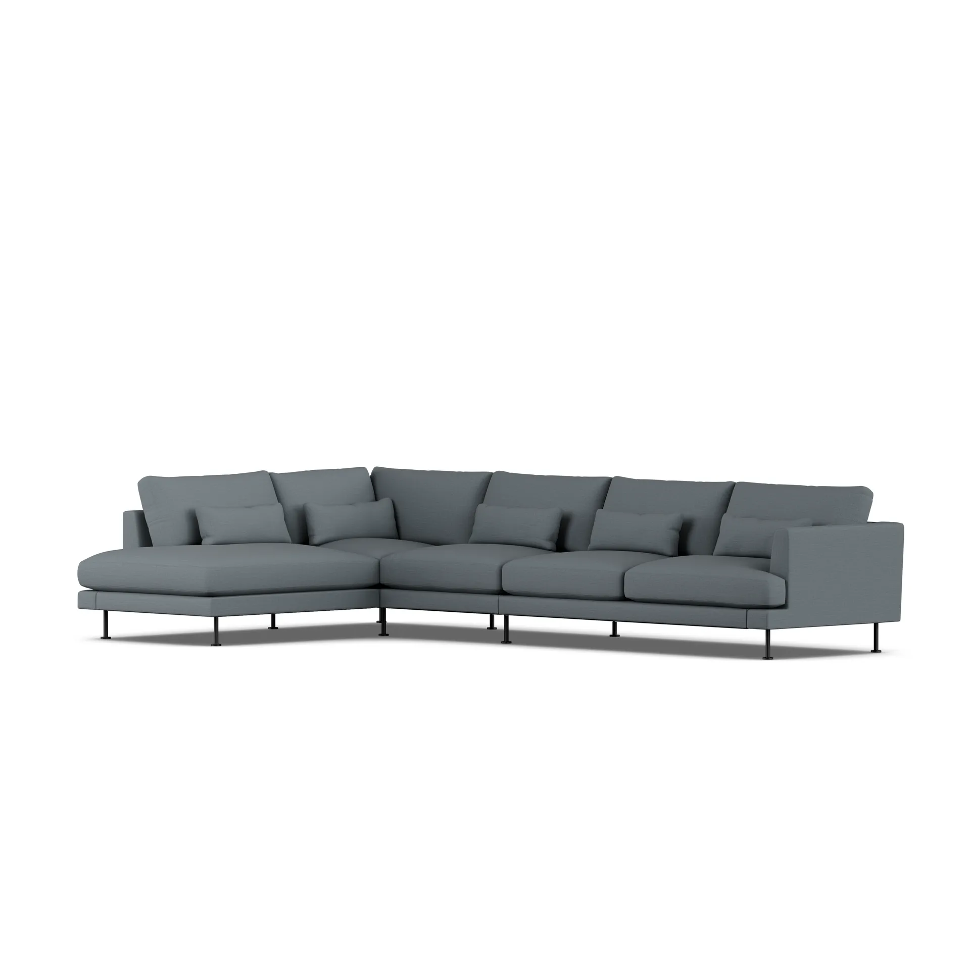 Bredhult sofa, Same Blue 6678-svart stål, 4-seters B2 1898