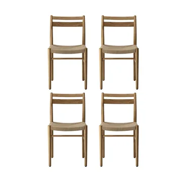 Fridhem spisestol, Lakkert eik-naturflettet, 4-pakning - 1898