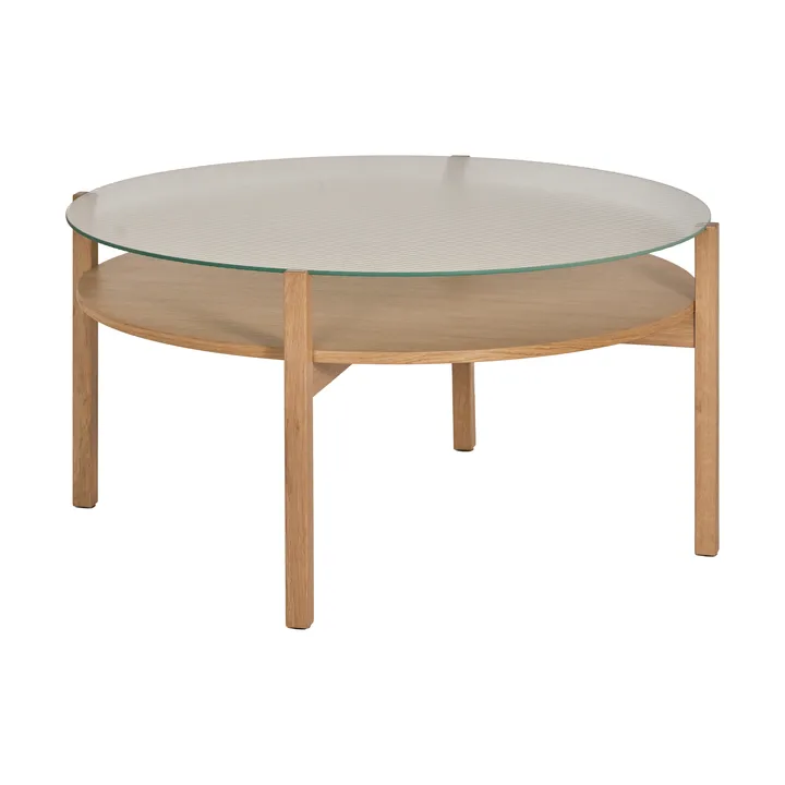 Lid sofabord - Hvitpigmentert eik-glass, Ø90 cm - 1898