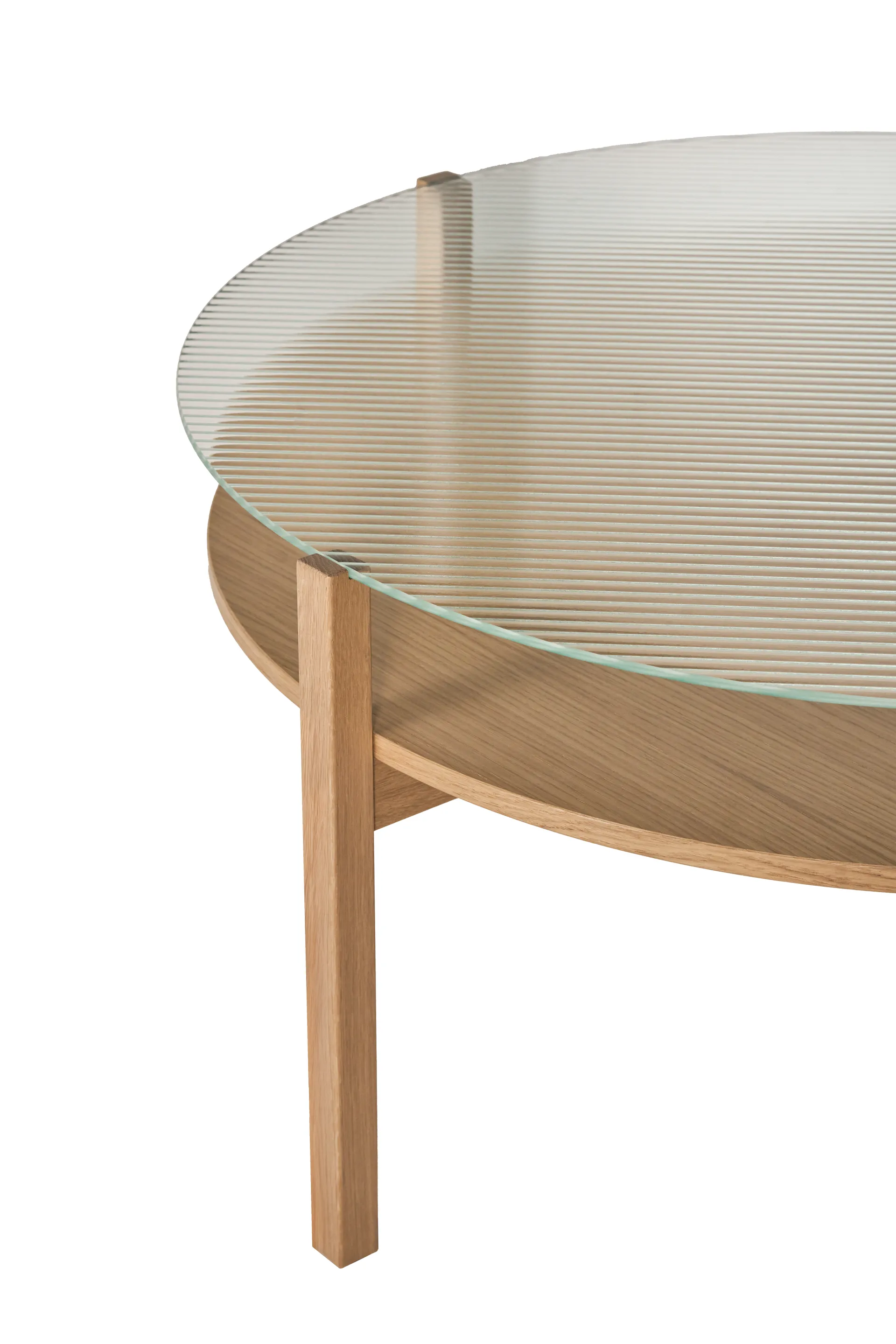 Lid sofabord, Hvitpigmentert eik-glass, Ø90 cm 1898