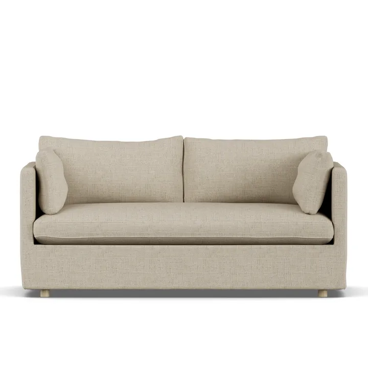 Linnevik sofa - Bern beige 0341-hvitoljet eik, 2-seters, med skjørt - 1898