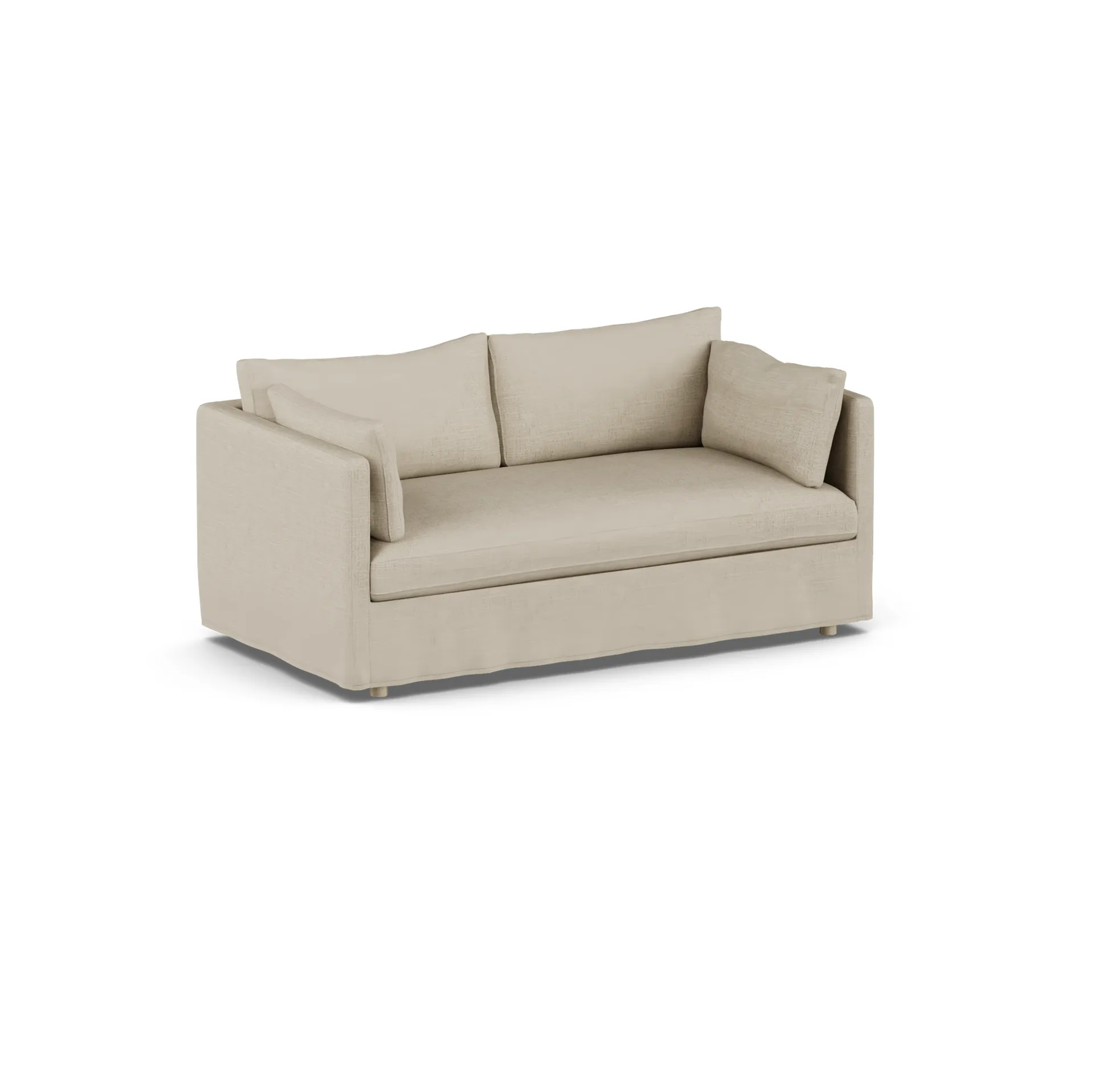 Linnevik sofa, Bern beige 0341-hvitoljet eik, 2-seters, med skjørt 1898