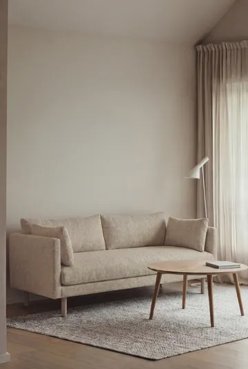 Linnevik sofa - Bern Beige 0341-hvitoljet eik, 2-seters, uten skjørt - 1898