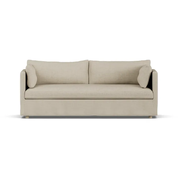 Linnevik sofa - Bern Beige 0341-hvitoljet eik, 3-seters, med skjørt - 1898