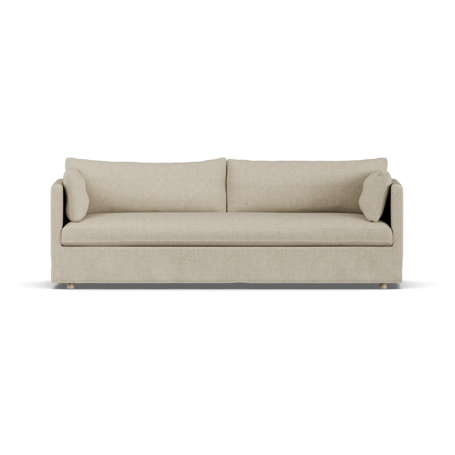Linnevik sofa, Bern beige 0341-hvitoljet eik, 4-seters, med skjørt 1898