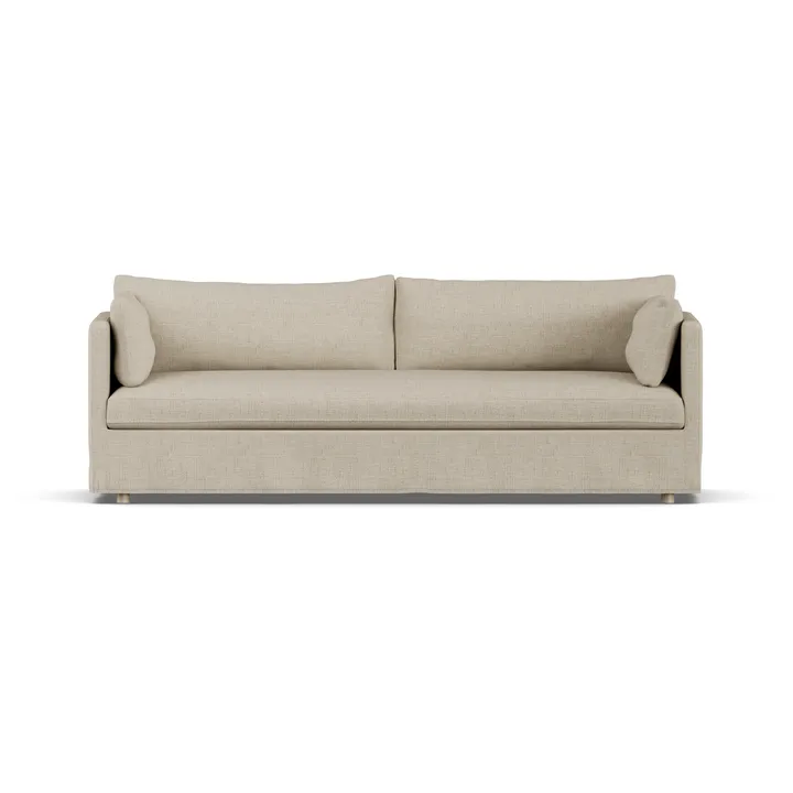 Linnevik sofa - Bern beige 0341-hvitoljet eik, 4-seters, med skjørt - 1898