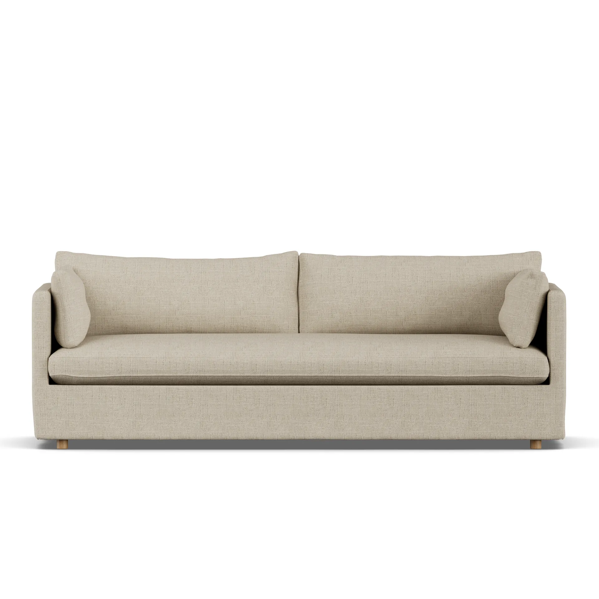 Linnevik sofa, Bern beige 0341-hvitoljet eik, 4-seters, med skjørt 1898