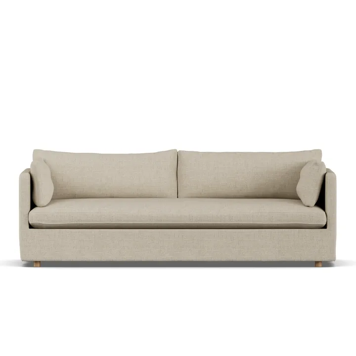 Linnevik sofa - Bern beige 0341-hvitoljet eik, 4-seters, med skjørt - 1898