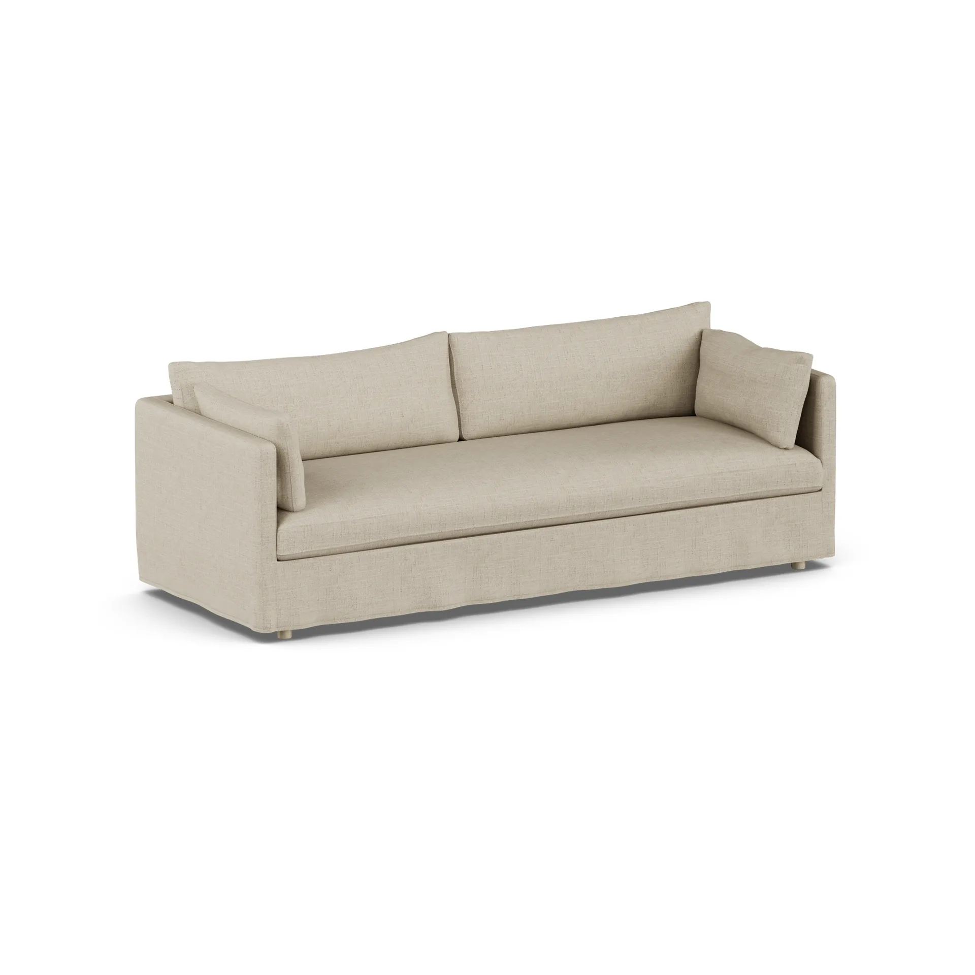 Linnevik sofa, Bern beige 0341-hvitoljet eik, 4-seters, med skjørt 1898