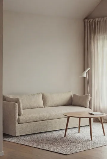 Linnevik sofa - Bern beige 0341-hvitoljet eik, 4-seters, med skjørt - 1898