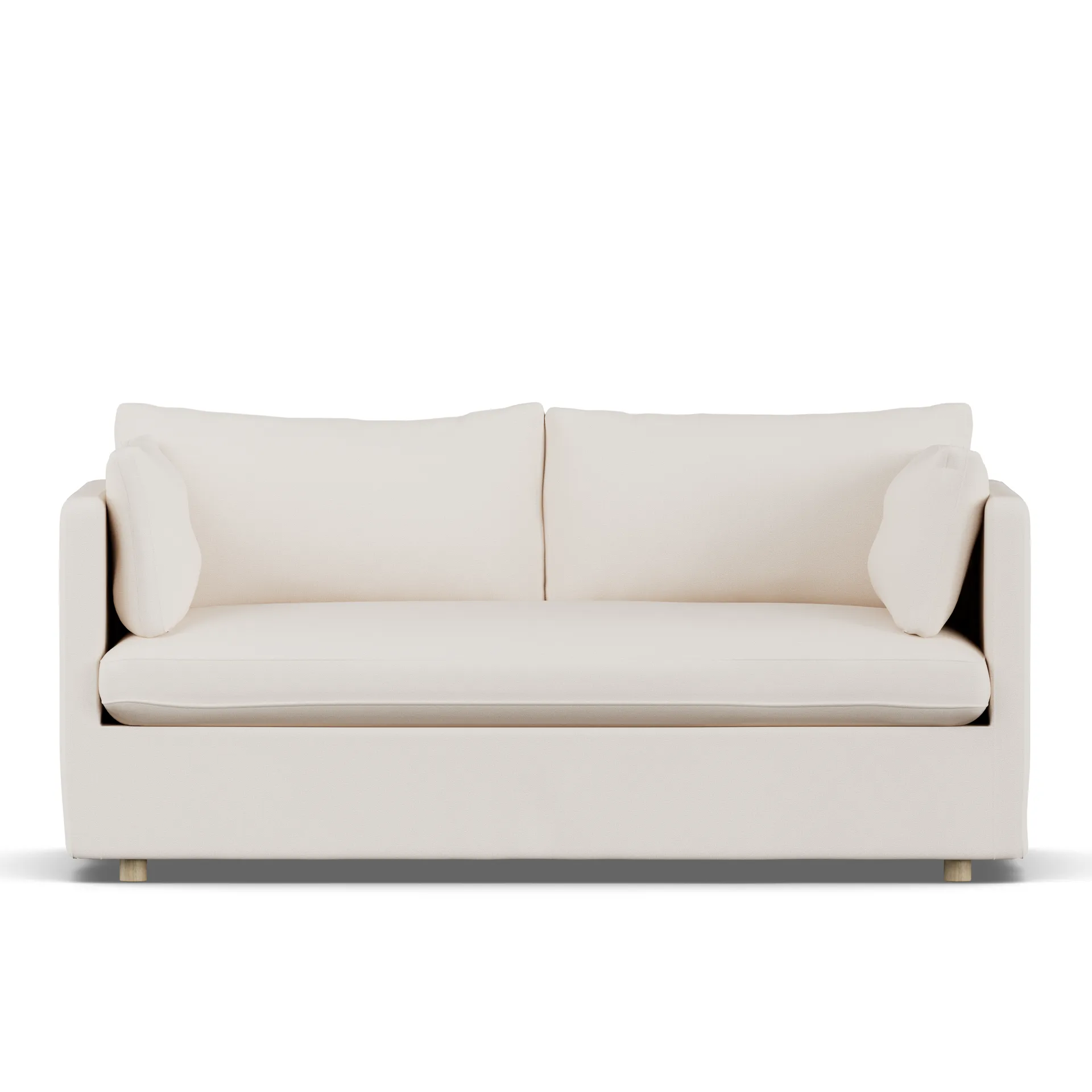 Linnevik sofa, Caleido Beige 9600-hvitoljet eik, 2-seters, med skjørt 1898