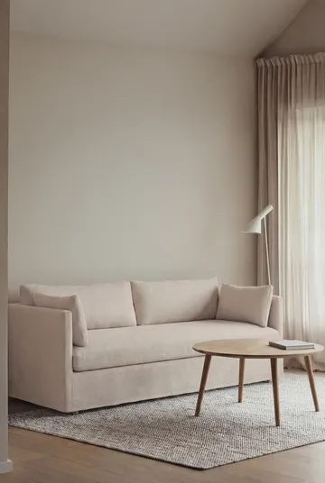 Linnevik sofa - Caleido beige 9600-hvitoljet eik, 3-seters, med skjørt - 1898